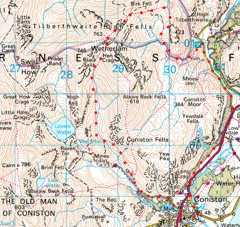 Map showing route as described in the Route Information section