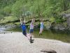 Katherine, Julia and Miriam on Steall bridge