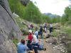 Everyone gathered at the base of South-West Buttress