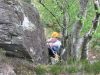 Julia climbing on South-West Buttress, Polldubh Crags